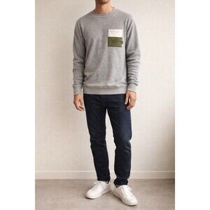 Sanuk Gray Crewneck Sweatshirt Small Organic Cotton Pocket Casual Minimalist